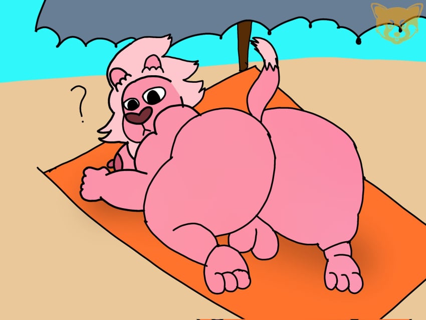 1boy beach jonatha10186161 large_ass lion lion_(steven_universe) male male_only pink_fur solo steven_universe