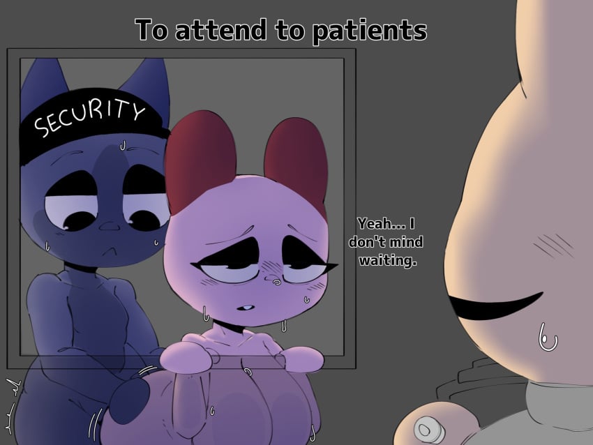 1boy 2026 4:3 animal_hospital anthro bell_crd breasts bunny bunny_ears clothed counter furry hospital intern_(animal_hospital) looking_pleasured male male/female male_penetrating_female roblox roblox_game security security_guard security_hat sex shortstack simple_background sweat tagme watching