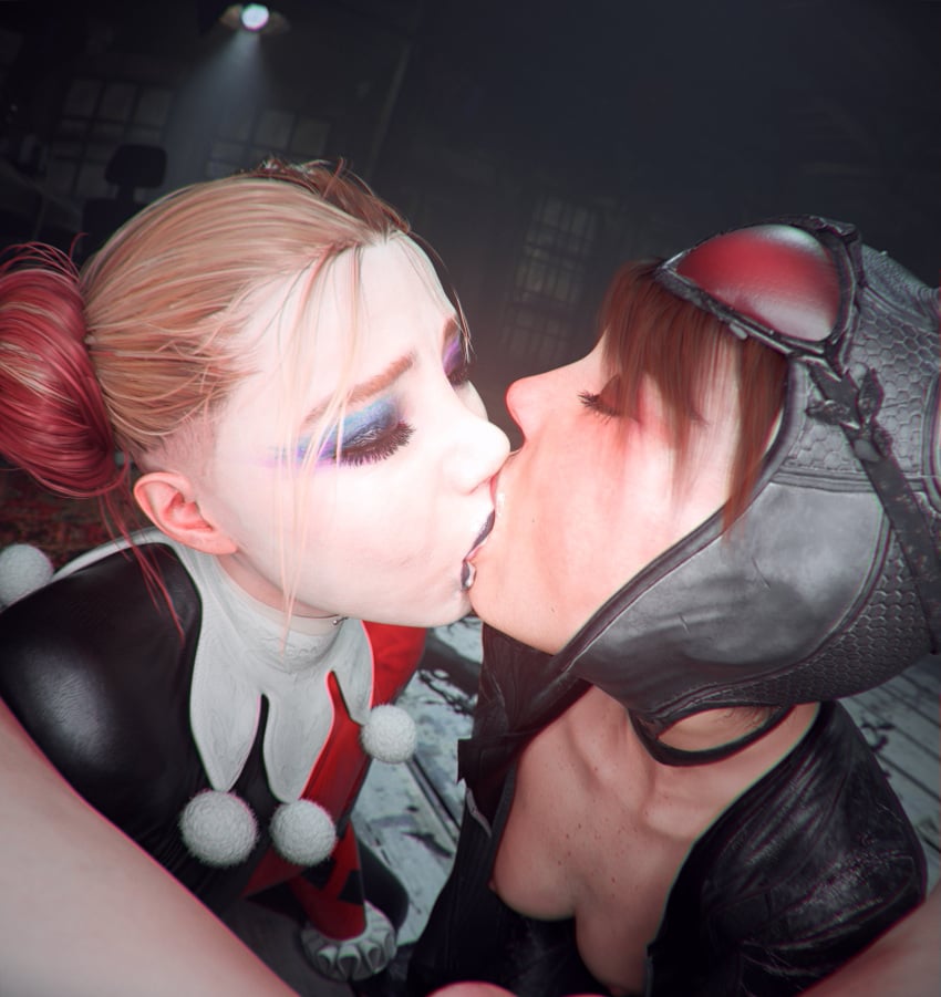 1boy 2girls after_fellatio batman:_arkham_knight batman_(series) catwoman catwoman_(arkham) catwoman_(arkham_knight) checkpik cum_swap dc dc_comics harley_quinn harley_quinn_(arkham) harley_quinn_(classic) harley_quinn_(suicide_squad_game) kissing making_out pov selina_kyle suicide_squad suicide_squad:_kill_the_justice_league