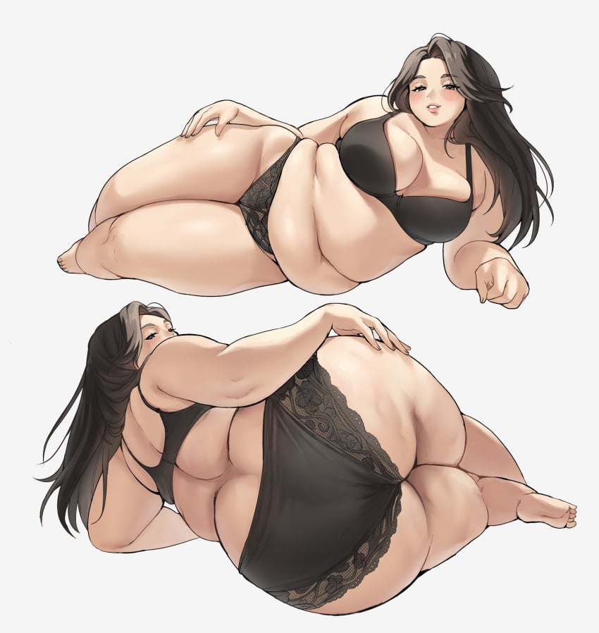 1girls ass ass_bigger_than_head ass_focus bare_midriff bbw beautiful beautiful_female beautiful_girl belly belly_folds belly_rolls big_ass big_belly big_boobs big_breasts big_butt blush blush_lines blushing boobs booty bra bra_and_panties breasts bubble_ass bubble_butt butt butt_focus chubby chubby_belly chubby_female dasan24 fat fat_female fat_folds fat_rolls female female_focus female_only full_back_panties high_quality high_resolution highres huge_ass huge_butt laying_down laying_on_ground laying_on_side obese_ass obese_female oversized_butt panties plapbait presenting_ass presenting_hindquarters pretty_face solo_female underwear