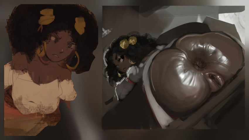 afro afro_hair angry angry_expression angry_face anus anus_focus anus_peek big_ass big_butt big_buttocks bla black_anus black_body black_hair black_person black_pussy bubble_ass bubble_butt dark-skinned_female dddoodles donut donut_anus fat_ass fat_butt giant_anus giant_ass giant_butt looking_back looking_back_at_you puckered_anus showing_anus showing_ass showing_pussy sitting sitting_on_chair
