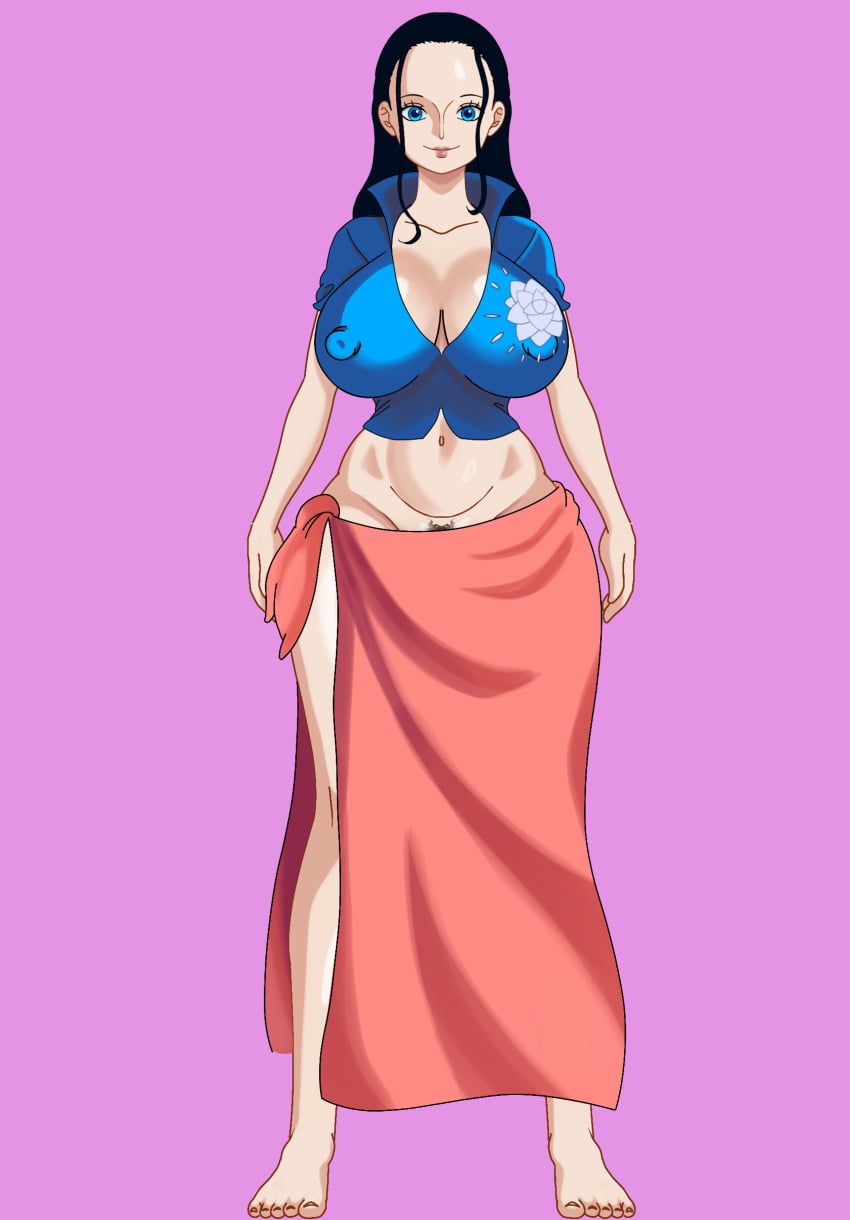 abs big_boobs big_breasts black_eyes blue_eyes hairy_pussy hug huge_breasts nico_robin nico_robin_(one_piece) one_piece perfect_body