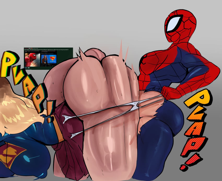 2d_(artwork) alternate_ass_size alternate_body_type ambiguous_penetration big_ass big_breasts crossover dc dc_comics huge_ass lemonadepikachu marvel marvel_comics onomatopoeia phat_ass plap plapping_big_butt recoil_butt sex spider-man straight_sex supergirl supergirl_(dcu) superheroine waves_on_ass