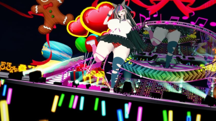 3d 3d_(artwork) big_breasts black_hair blue_hair danganronpa danganronpa_2:_goodbye_despair dat_ass dyed_hair ebookie_meowda excited excited_female fat_ass huge_ass huge_breasts koikatsu massive_ass mioda_ibuki multicolored_hair panties pink_eyes pink_hair ripped_thighhighs skirt thick_as_fuck thick_ass thighhighs torn_thighhighs