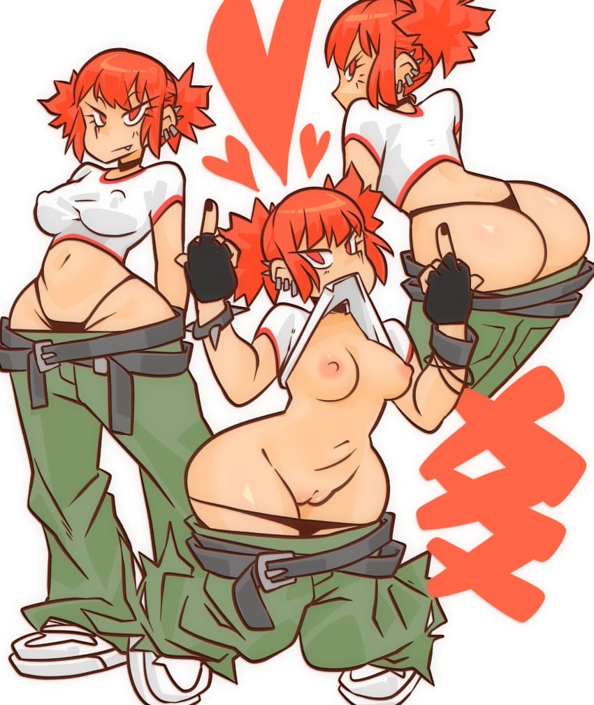 1girls ass breasts female middle_finger panties pussy sharp_teeth sluggooooooo tagme thong