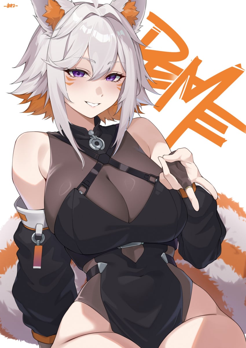 1girl 1girls absurdres ahoge bare_hips big_breasts black_bridal_gauntlets breasts bridal_gauntlets curvy demenishki facial_mark female hair_between_eyes highres huge_breasts indie_virtual_youtuber large_breasts leotard looking_at_viewer massive_breasts multicolored_hair orange_hair pelvic_curtain purple_eyes red_panda_ears red_panda_girl red_panda_tail see-through_cleavage see-through_clothes see-through_leotard short_hair solo tail thick thick_thighs thighs virtual_youtuber vtuber whisker_markings white_background white_hair