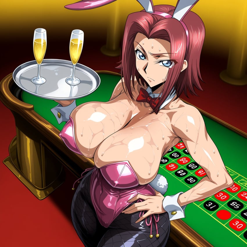 1girls ai_generated bunnysuit code_geass gokoai huge_breasts kallen_stadtfeld thick_thighs