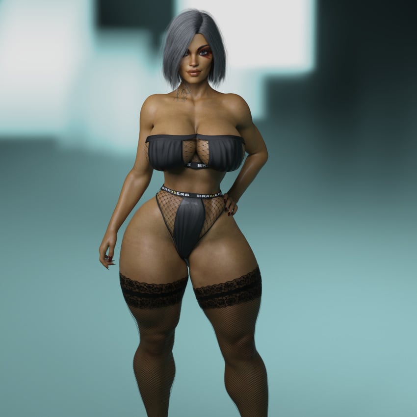 1girls 3d alternate_hairstyle apex_legends ass bangs big_ass big_breasts bra brazzers dark-skinned_female female female_only gm_studios hi_res lingerie loba loba_(apex_legends) loba_andrade looking_at_viewer looking_back panties respawn_entertainment short_hair simple_background solo solo_female standing tattoo thick_thighs thong white_hair wide_hips