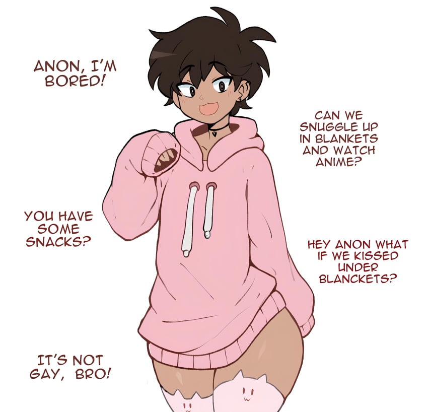 1boy 1femboy 2021 4k absurd_res absurd_resolution absurdres anime_dork_boyfriend_meme big_ass big_butt big_eyes big_thighs choker dark-skinned_male dark_hair dark_skin earrings femboy femboysub happy happy_sub hi_res high_resolution highres hoodie looking_at_viewer male male_focus male_only ms_pigtails original original_character piercing piercings pink_clothing pink_hoodie pink_sweater skyguyart smile smile_at_viewer smiley_face smiling smiling_at_viewer solo solo_focus solo_male stockings sweater tagme teasing text thick thick_ass thick_legs thick_thighs thigh_gap thigh_highs thighhighs thighs upscaled