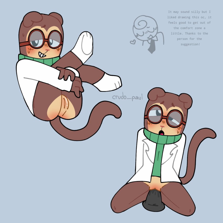 1boy blushing crudo_paul dildo furry glasses male_only max_design_pro max_design_pro_oc maxdesignpro monkey oc original_character tagme