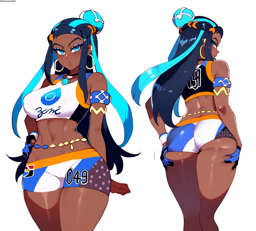 1girls ai_generated anemoi ass ass_grab breasts female female_only long_hair nessa_(pokemon) pokemon tagme thick_thighs