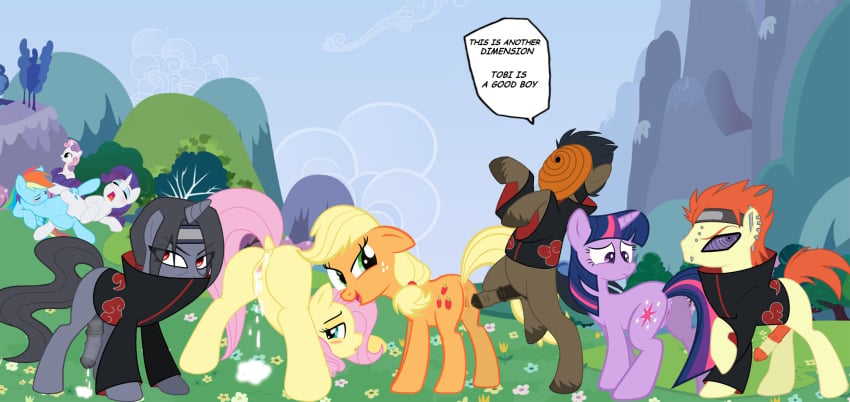 ahe_gao akatsuki akatsuki_(naruto) animal animal_genitalia anus applejack_(mlp) ass black_hair blonde_hair blush crossover cum dialogue earth_pony ejaculation english_text equine female fluttershy_(mlp) friendship_is_magic horns horse male multicolored_hair multiple_boys multiple_girls my_little_pony naruto naruto_shippuden orange_hair pain_(naruto) penis pony purple_hair pussy rainbow_dash_(mlp) rarity_(mlp) smile smooth_skin sweetie_belle_(mlp) tobi twilight_sparkle_(mlp) uchiha_itachi uchiha_obito yuri