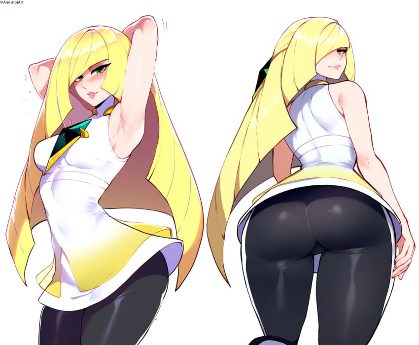 1girls ai_generated anemoi armpits ass blonde_hair female female_only long_hair looking_back lusamine_(pokemon) pokemon tagme upskirt