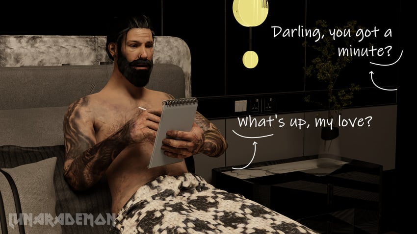 3d beard comic dbd dead_by_daylight jeff_johansen lunarademon naked naked_male tattoo