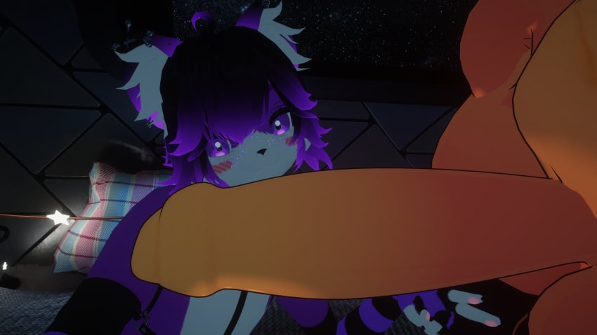 big_penis cock femboy furry impimon purple_eyes purple_fur scp-999 size_difference tagme thighhighs vrchat vrchat_avatar yellow_body