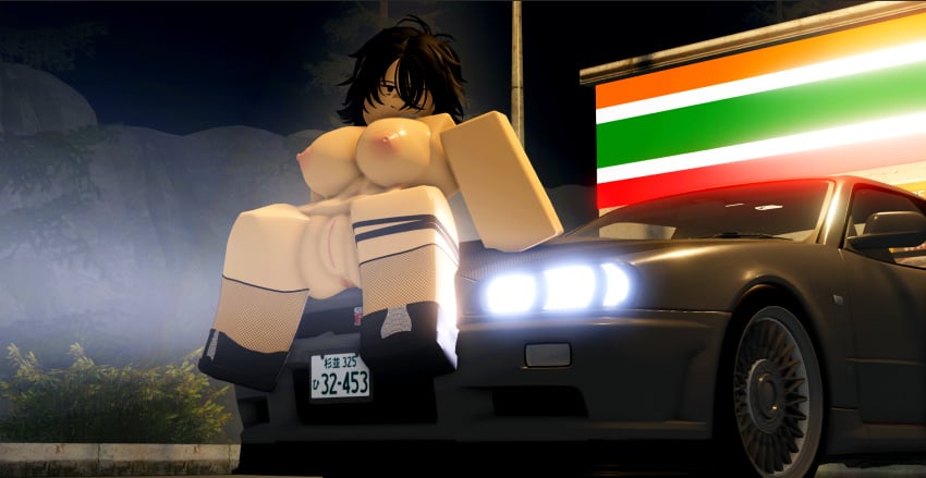 7/11 areolae ass big_ass big_breasts black_hair car exposed exposed_breasts fat_pussy legwear linus06050 long_hair looking_at_viewer naked necklace outdoors outside pawnshop_losers_(roblox) roblox roblox_avatar robloxian shoes sitting sitting_on_car tagme thighhighs trinity_(pawnshop_losers)