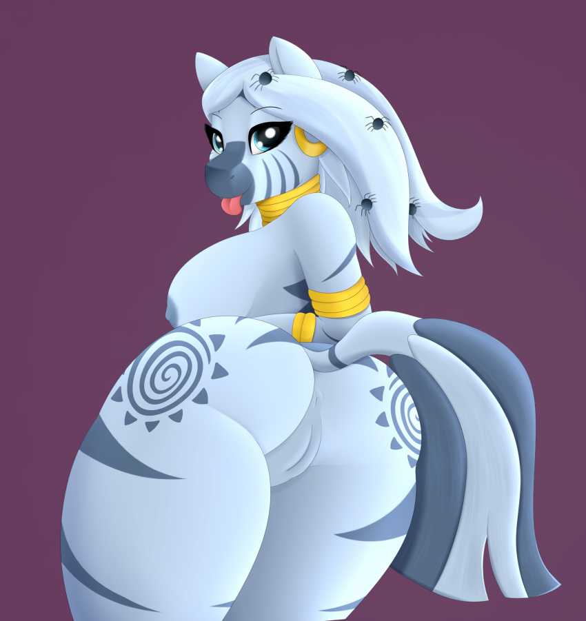 anthro anus booponies breasts equine female friendship_is_magic jewelry mammal my_little_pony nipples nude pussy seductive straight_hair tongue zebra zecora_(mlp)