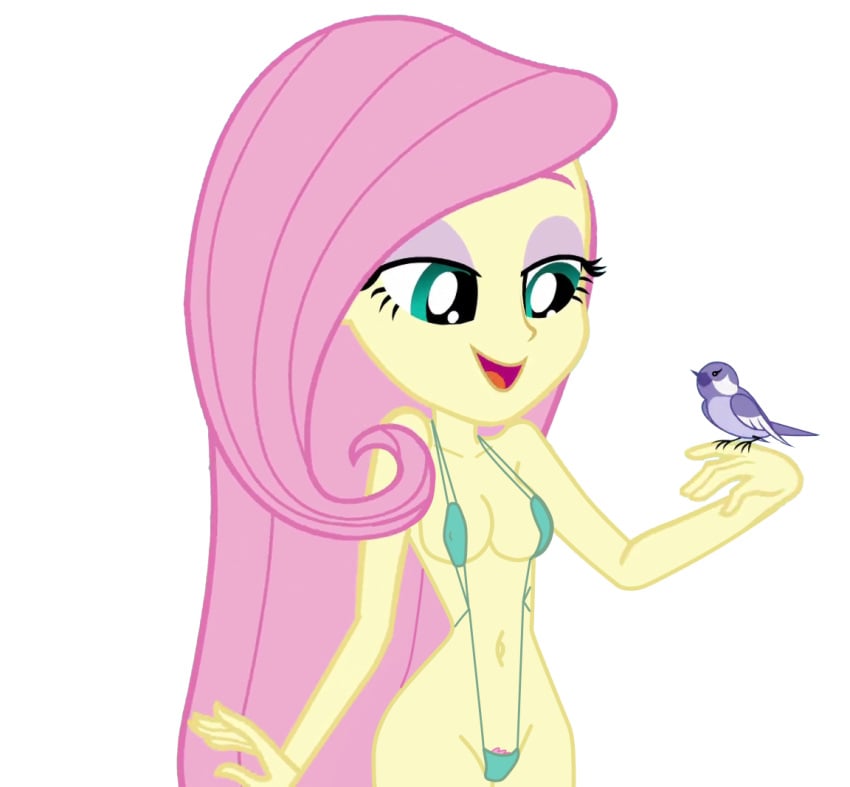 bird edit equestria_girls fluttershy_(mlp) human monokini my_little_pony pubic_hair pubic_hair_peek swimsuit