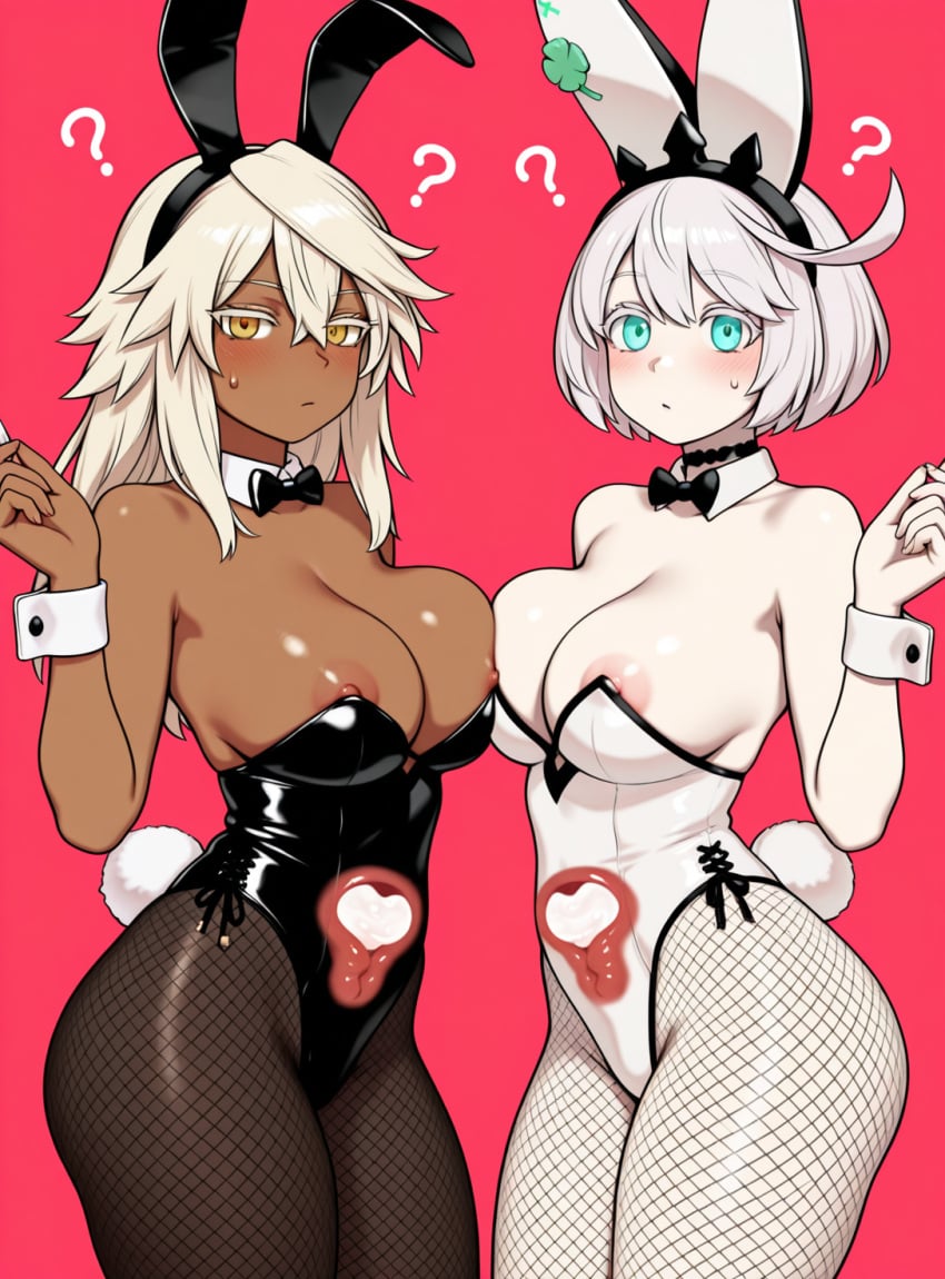 ai_generated cervix elphelt_valentine filled_with_cum filled_womb guilty_gear holding_cum mayihavesomeslops playboy_bunny ramlethal_valentine uterus x-ray
