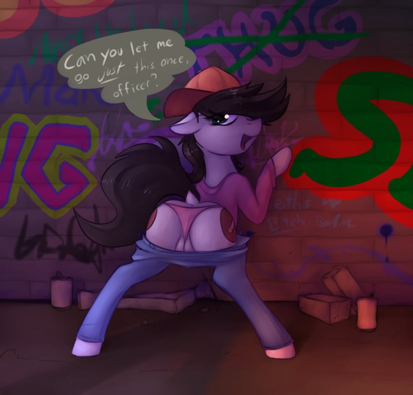 clothing dialogue equine fan_character horse kathy mammal marsminer my_little_pony panties pony pussy solo underwear