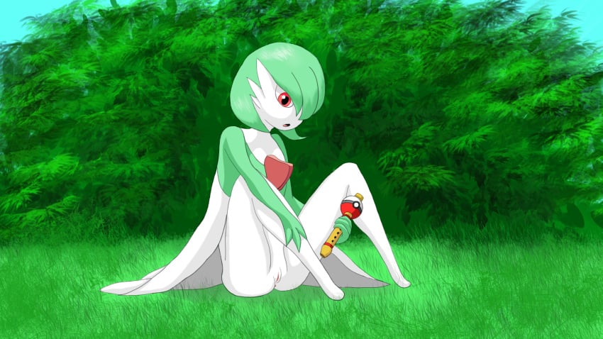 1girls 3_fingers anus ass breasts curious draquarzi feet female female_gardevoir female_only flat_chest flute foliage gardevoir grass green_hair green_skin hair hair_over_one_eye hi_res humanoid leaves musical_instrument nintendo no_breasts open_mouth outdoors outside pokémon_(species) pokemon pokemon_(species) pokemon_rse pussy red_eyes short_hair sitting solo spread_legs spreading tongue video_games white_skin