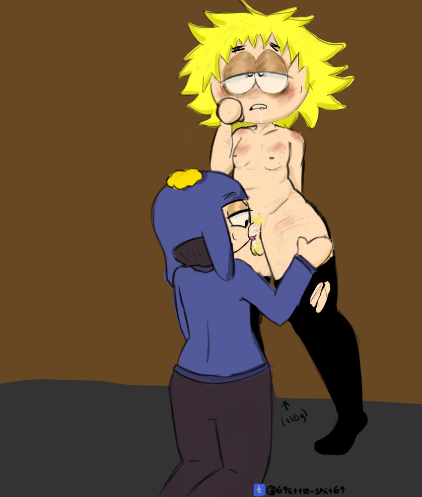 black_fur black_hair black_stockings blowjob craig_tucker craig_x_tweek creek femboy gay self_harm south_park tweek_tweak tweek_x_craig yellow_fur yellow_hair