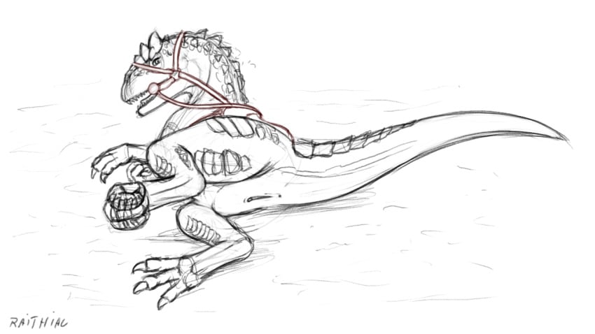 1girls allosaur allosaurid allosaurus anus ark ark_survival_evolved dinosaur female feral lying presenting pussy raithial saddle sketch studio_wildcard tail theropod uselessboy