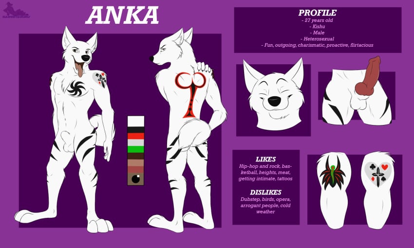 anka anthro balls canine canine gangstaguru kishu kishu_inu knot male mammal markings model_sheet penis tattoo