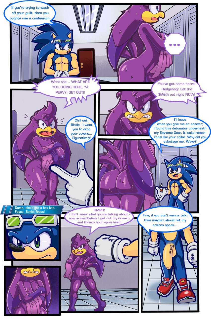 big_breasts big_penis breasts comic escopeto female hedgehog huge_ass huge_breasts locker_room male mammal penis sega sonic_(series) sonic_riders sonic_riding_dirty sonic_the_hedgehog superbunnygt swallowing towel uncut video_games wave_the_swallow