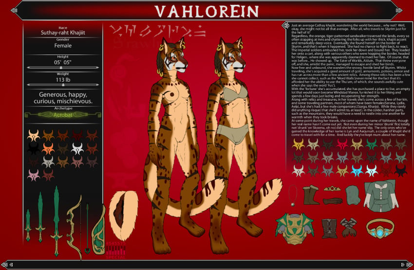 feline female frostwyrm102 khajiit mammal model_sheet nude pussy skyrim the_elder_scrolls vahlorein video_games