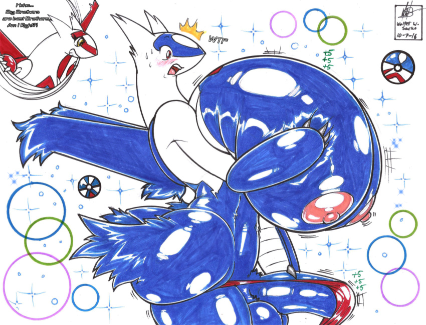 1boy 1girls 2016 alpha_channel anthro areolae ass big_ass big_breasts blue_skin blush breast_grab breast_growth breast_growth_(development) breasts bulge busty_boy claws clothing dragon drawn english_text erect_nipples erection expansion eyelashes female female_latios fur holding huge_ass huge_breasts huge_cock hyper_breasts inflation intersex latias latios legendary_pokemon male male_breast_expansion male_with_breasts nintendo nipples penis pokemon pokemon_(species) pokemon_rse red_eyes red_skin rule_63 scalie shocked sibling signature smile smirk sparkle speedo standing sweat swimsuit teeth testicles text thick_thighs tongue transformation video_games walter_sache white_skin wide_hips yellow_eyes