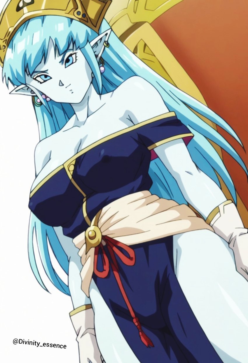 aeos agios aios aiosu blue_body blue_eyes blue_hair divinity_essence dragon_ball dragon_ball_heroes goddess ladyaeos nude_female pointy_ears super_dragon_ball_heroes supreme_kai_of_time time_power_unleashed_form time_power_unleashed_form_(dragon_ball)