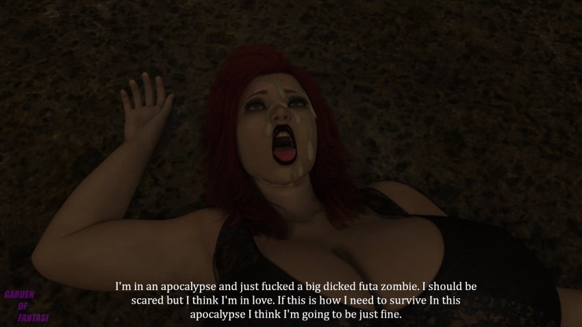 1futa 1girls 3d big_ass big_breasts big_penis cum cum_on_face curvy futa_on_female futanari gardenoffantasi red_hair sally_(gardenoffantasi) voluptuous zombie zombie_girl