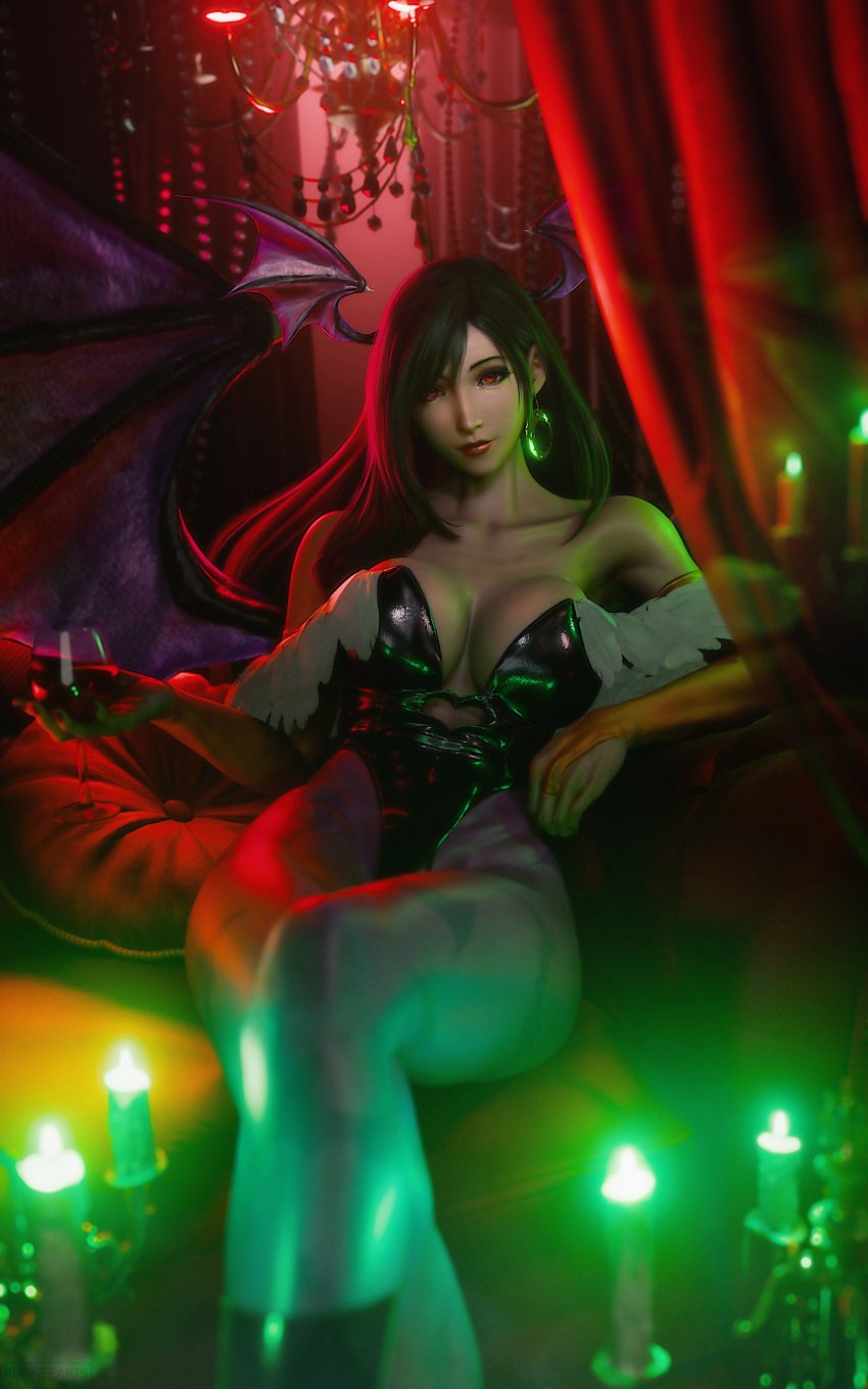 cosplay final_fantasy final_fantasy_vii final_fantasy_vii_remake morrigan_aensland morrigan_aensland_(cosplay) ria-neearts tagme tifa_lockhart