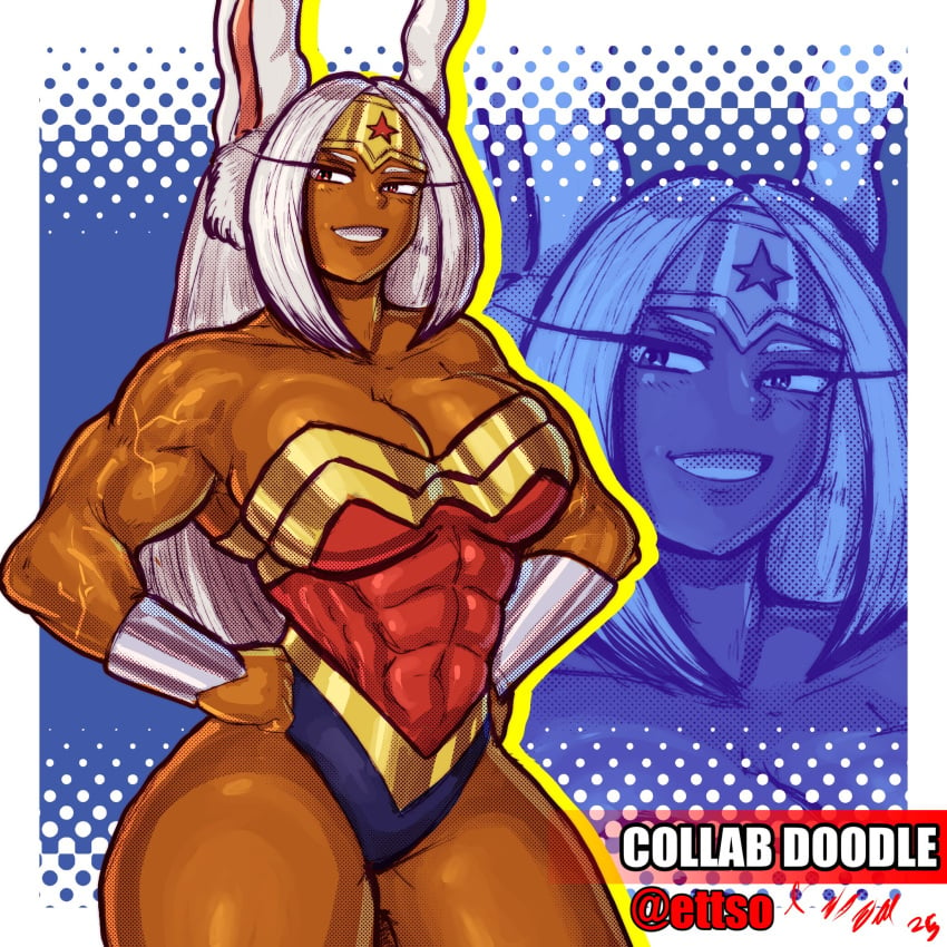 athletic_female dc dc_comics ettso miruko muscular_female my_hero_academia rumi_usagiyama taurencebell wonder_woman_(cosplay) wonder_woman_(series)