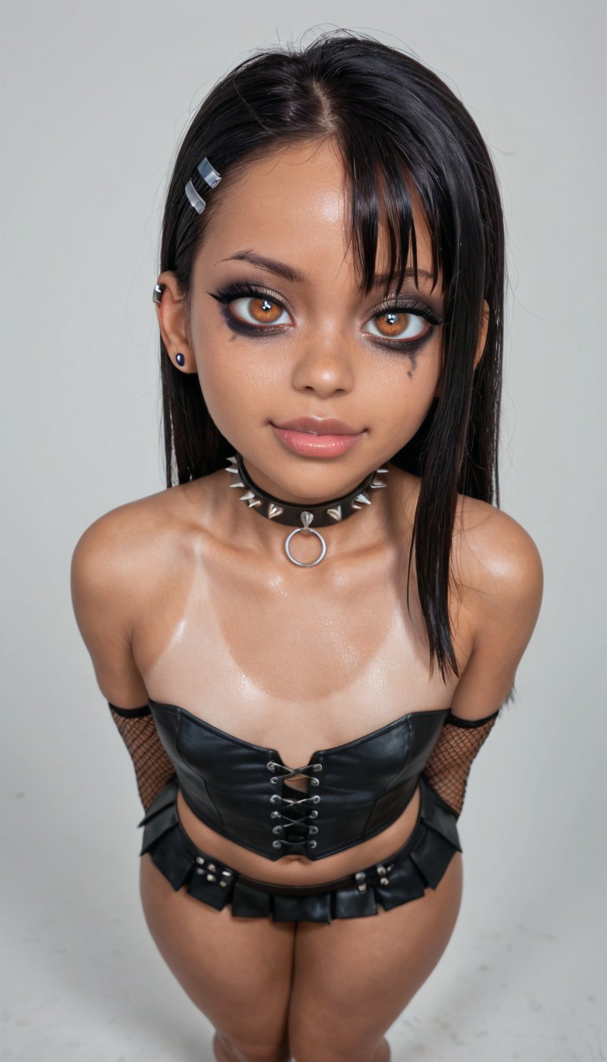 1girls absurd_res ai_generated female fishnets flat_chest flat_chested from_above goth goth_girl gothified hayase_nagatoro hires looking_at_viewer makeup miniskirt nagatoro_hayase photorealistic please_don't_bully_me,_nagatoro realistic tan_body tan_skin tanned tanned_skin thick_thighs