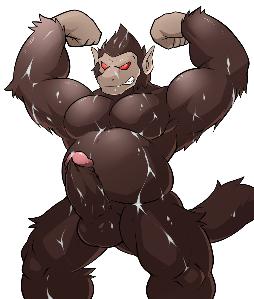 brown_fur dragon_ball dragon_ball_z fur furry male_only mayar nude oozaru penis simple_background wet