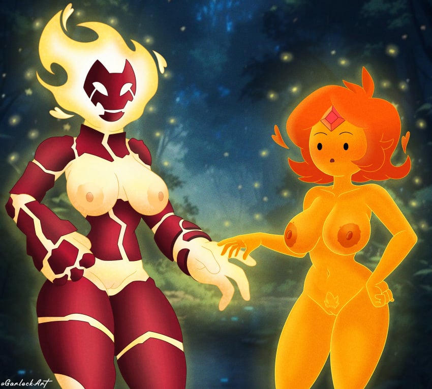 adventure_time ben_10 breasts cartoon_network chaquetrix fire flame_princess garlock heatblast pyronite