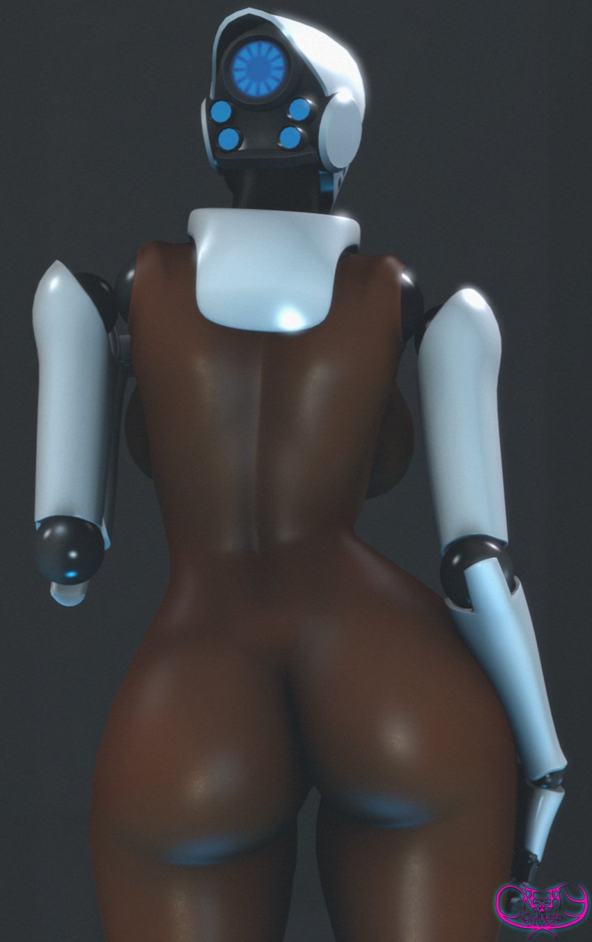 1girls 2016 3d artist_name ass back_view bare_legs bare_shoulders big_ass breasts creepychimera cyborg dark-skinned_female dark_skin dat_ass female female_only fingers grey_background hand_on_leg hands haydee haydee_(game) helmet hips large_ass large_breasts legs nipples nude prosthetic_arm robot solo source_filmmaker standing thick_thighs