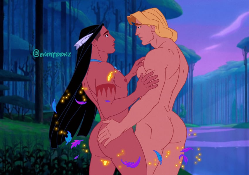 ass ass_focus ass_grab disney enmtoonz gay john_smith male male/male male_only pocahontas pocahontas_(character) rule_63