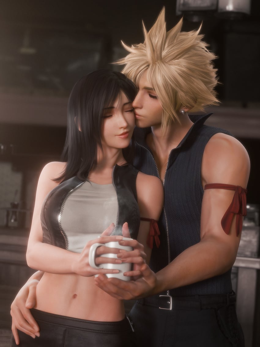 cloud_strife couple final_fantasy final_fantasy_vii final_fantasy_vii_remake ria-neearts romantic tagme tifa_lockhart