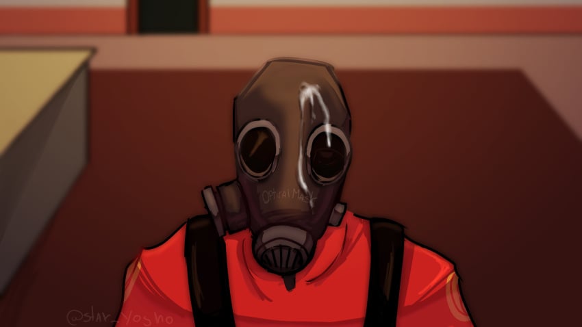 cum cum_on_face cum_on_mask face_fucking gas_mask handjob mask pyro pyro_(team_fortress_2) solo team_fortress_2