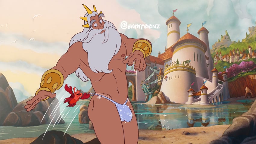 disney enmtoonz king_triton male male_only solo_male the_little_mermaid the_little_mermaid_(1989_film) thong thong_bikini underwear