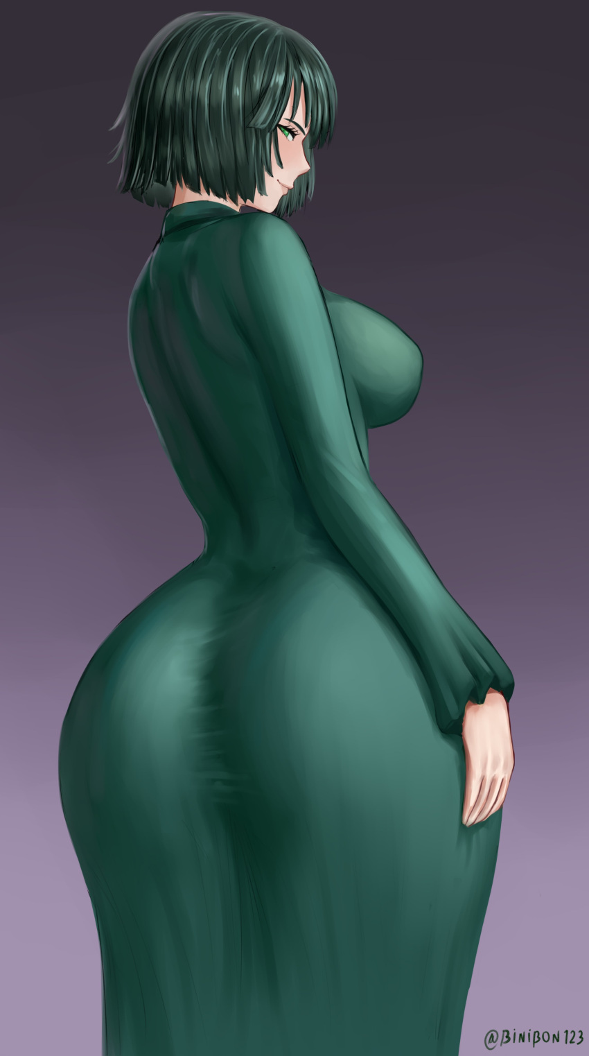 1girls ass ass_in_dress big_ass big_breasts big_butt binibon123 breasts female female_focus female_only fubuki_(one-punch_man) green_hair huge_ass huge_butt imminent_sex large_ass large_butt no_underwear one-punch_man tagme