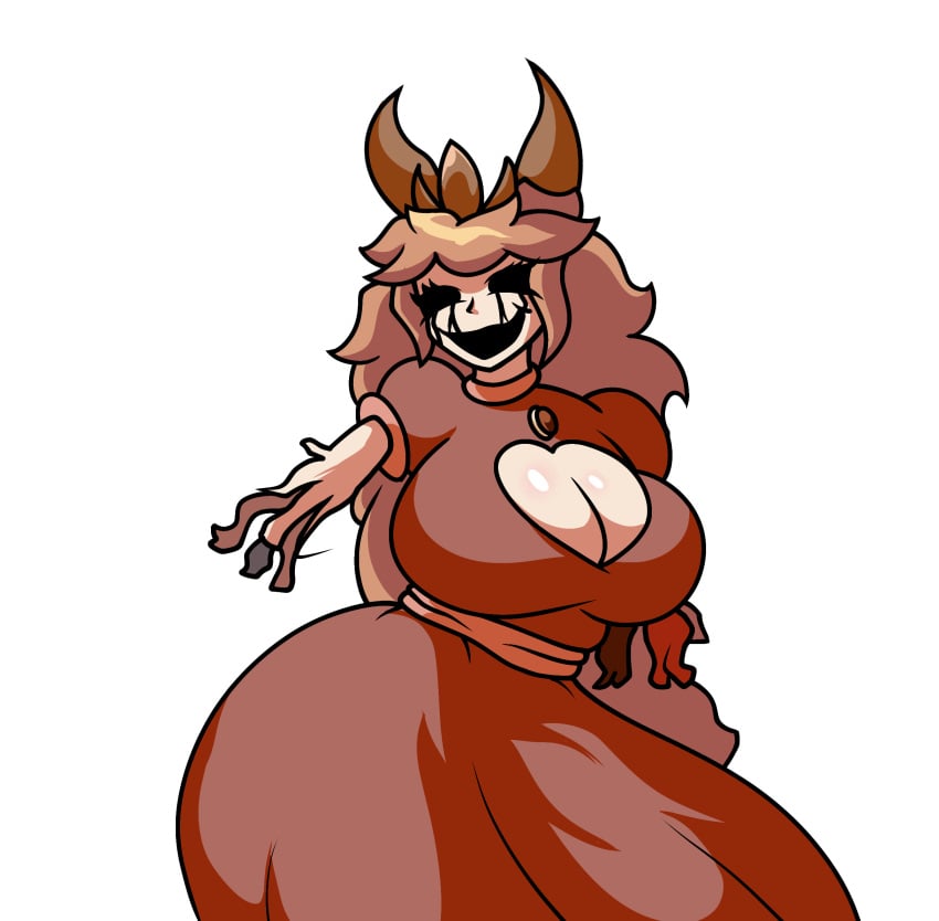 'the alpha_channel big_breasts big_smile black_eyes coronation_day_(creepypasta) creepypasta crown dress female for_sticker_use hair horns horror jonathanlate looking_at_viewer mario_(series) no_arms no_background no_eyes png princess_peach princess_peach_(coronation_day) ragged_clothing sticker_template transparent_background transparent_png veins