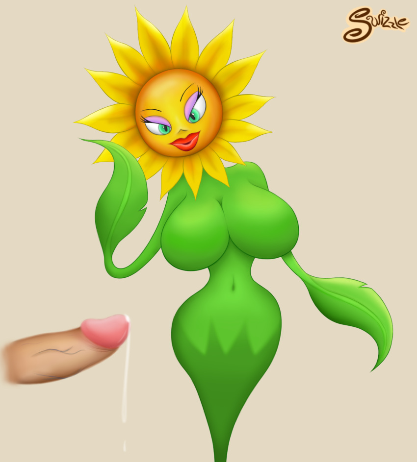 anthro big_breasts big_lips breasts conker's_bad_fur_day cum cum_string faceless_male female flora_fauna flower green_eyes looking_at_viewer male navel nude penis plant rareware sunflower sunflower_(conker's_bad_fur_day) swizzle video_games