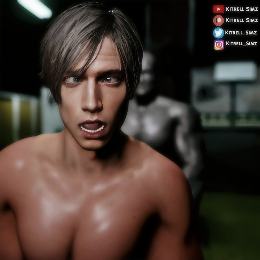 3d 3d_(artwork) 3d_model blonde_hair blue_hair capcom cross_eyed crossed_eyes crosseyed fucked_from_behind fucked_senseless fucked_silly gay gay_anal gay_sex kitrell_simz leon_scott_kennedy male/male male_focus male_only male_penetrated male_penetrating male_penetrating_male mr_x resident_evil resident_evil_2 resident_evil_2_remake