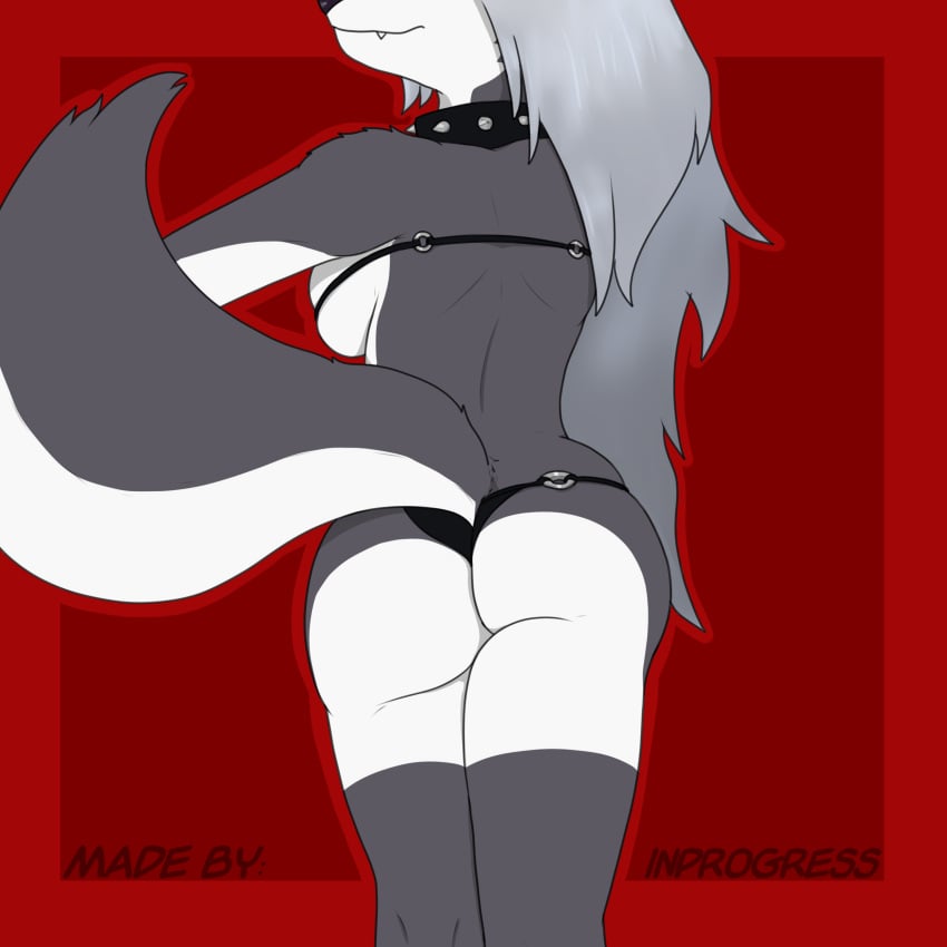 1:1 absurd_res anthro artist_name ass bikini bikini_bottom bikini_top breasts canid canine canis clothing domestic_dog female fur helluva_boss hi_res inprogress long_hair loona_(helluva_boss) mammal smile solo standing swimsuit tail thong underwear