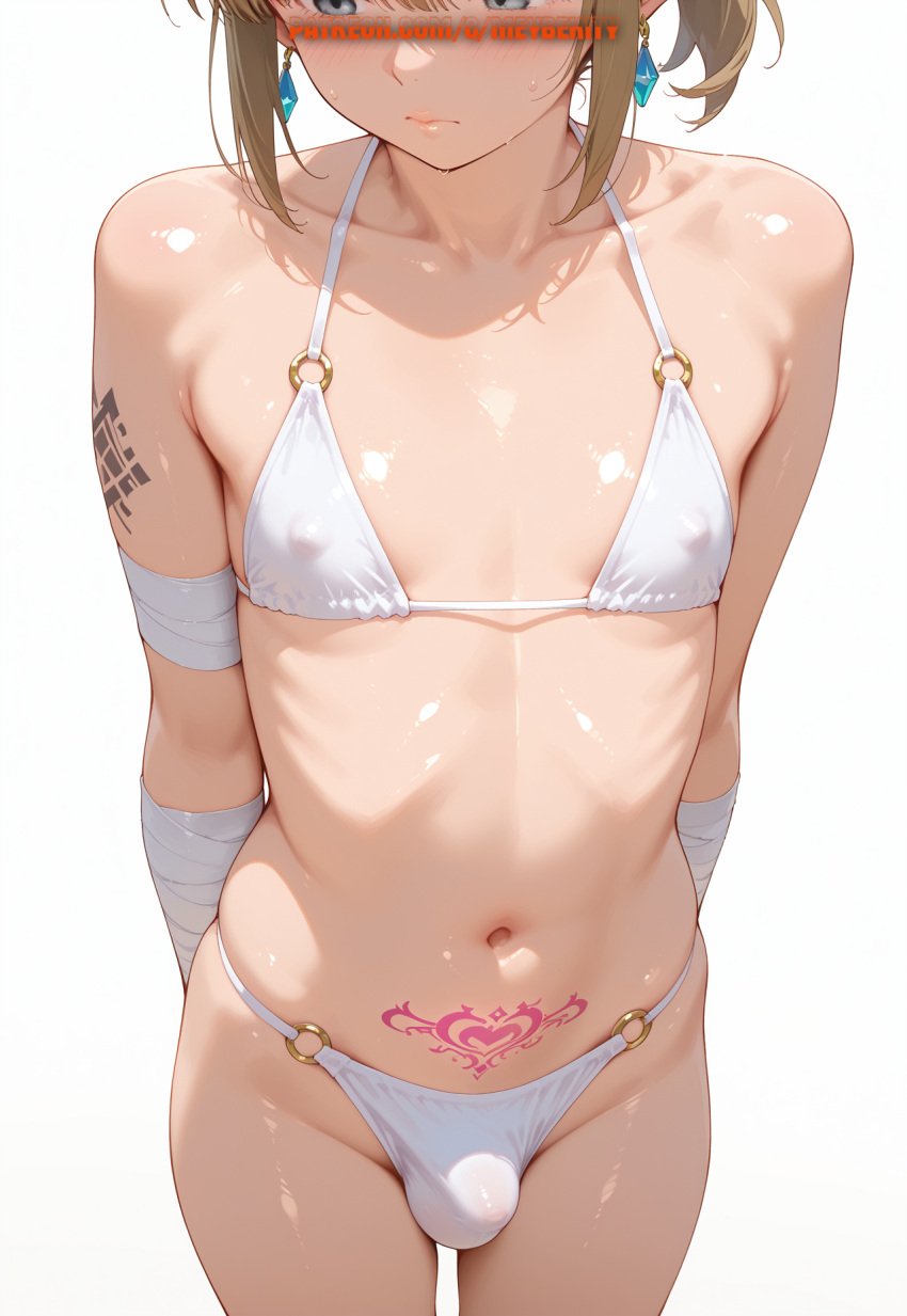 1boy ai_generated bikini bulge elf femboy meybekity otoko_no_ko tattoo trap yaoi