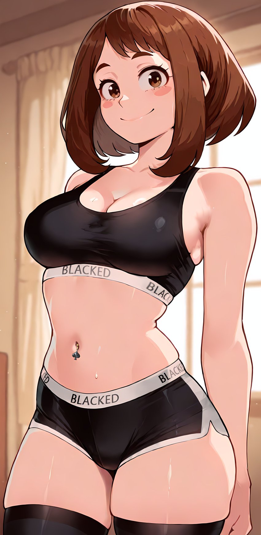 1female 1girls 2025 ai ai_assisted ai_generated bedroom blacked blacked_clothing blackedcommiss1 boku_no_hero_academia female looking_at_viewer my_hero_academia ochako_uraraka smile smiling smiling_at_viewer smug solo solo_female solo_focus suggestive thick_thighs thighhighs thighs uraraka_ochako